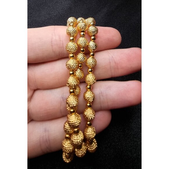 Vintage Joan Rivers Classics Collection Gold-Tone Beaded Triple-Strand Stretch B - Picture 4 of 6
